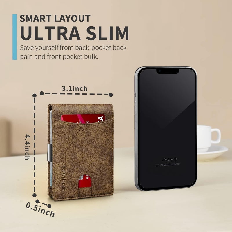 RUNBOX Slim Novelty Wallets for Men RFID Blocking 11 Card Holder Minimalist Small Leather Bifold Men's Front Pocket Wallet Gift Box - Image 3